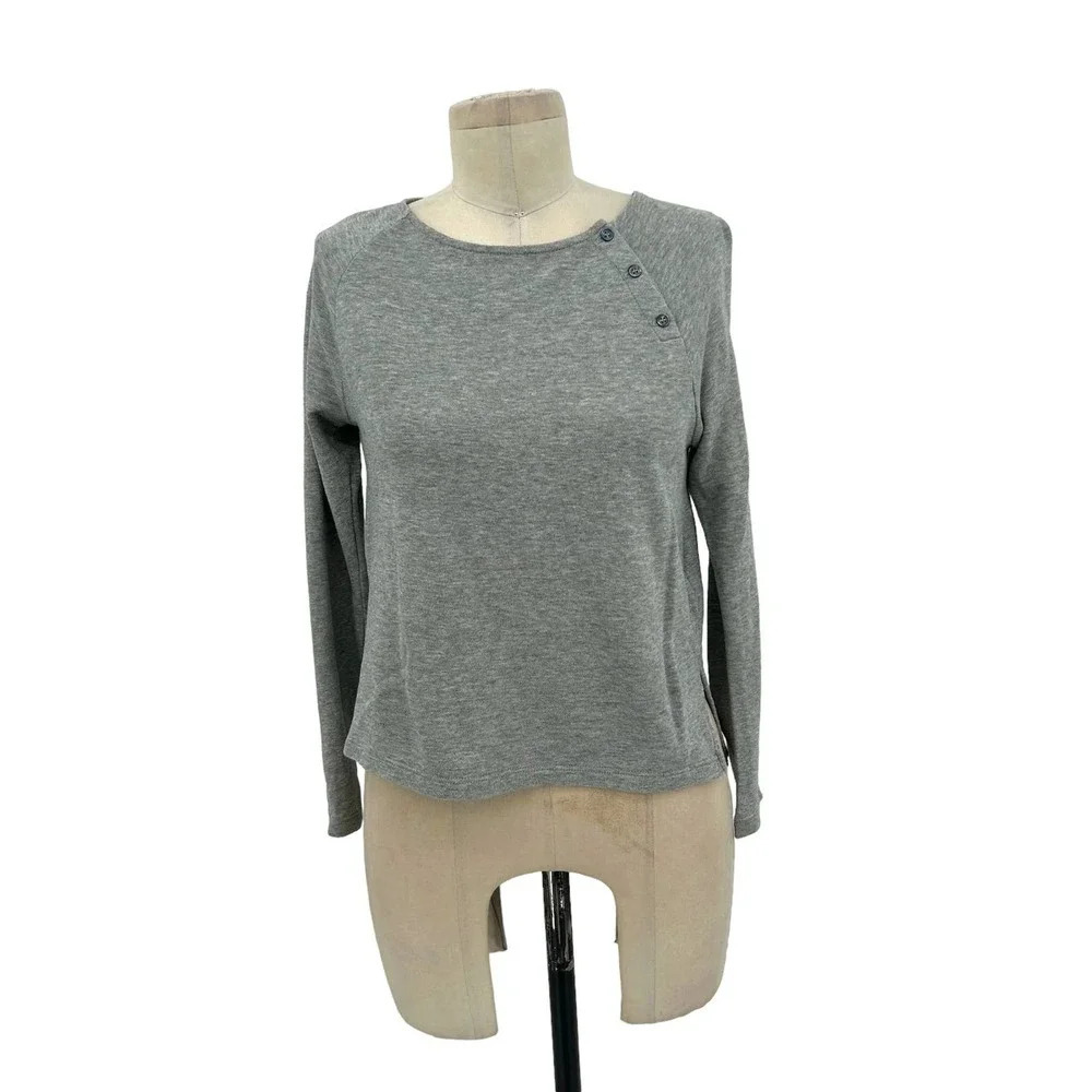 James Perse‎ Gray Button Neckline Long Sleeve T-Shirt Size 00 / XXS